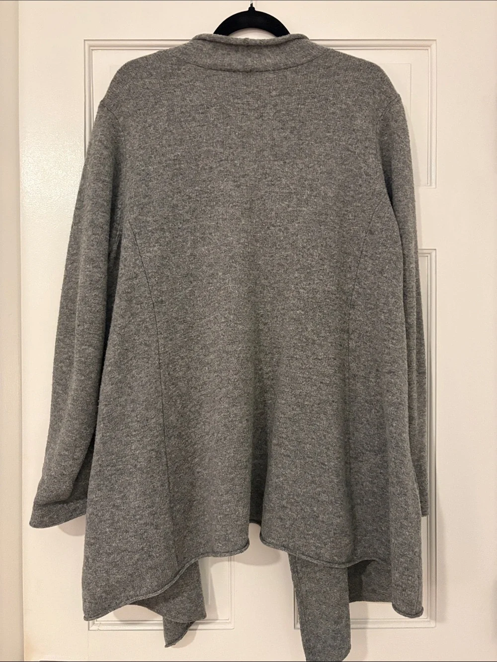Eileen Fisher Grey Wool Open-Front Women's Sweater Cardigan with Pockets